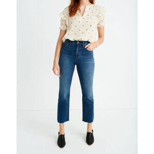 Madewell Cali Demi Boot Jeans Preston Wash Raw Hem Size 24